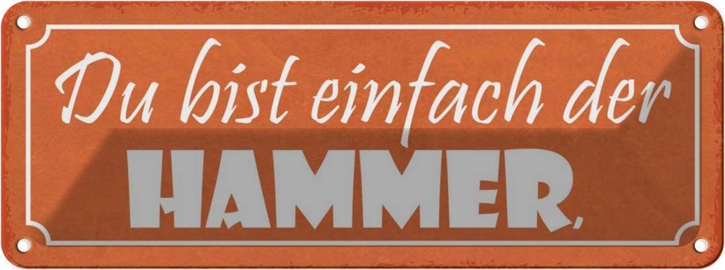 Blechschild 10x27 cm du bist einfach der Hammer Dekoration Spruch Zitat