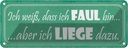 Blechschild 10x27 cm ich bin faul aber liege dazu Spruch Zitat