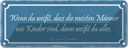 Blechschild 10x27 cm meiste Männer sind wie Kinder Frauen Spruch Zitat