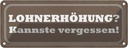 Blechschild 10x27 cm Lohnerhöhung kannste vergessen Dekoration Spruch Zitat