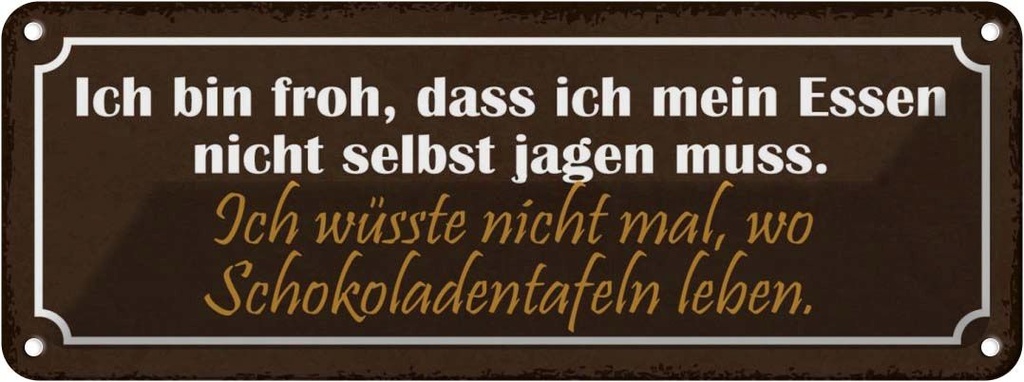 Blechschild 10x27 cm Schokoladentafeln Essen Trinken