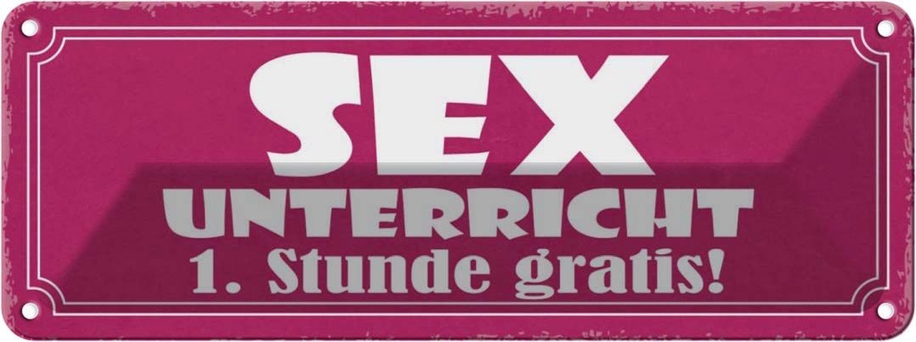 Blechschild 10x27 cm Sex Unterricht 1. Stunde gratis Spruch Zitat