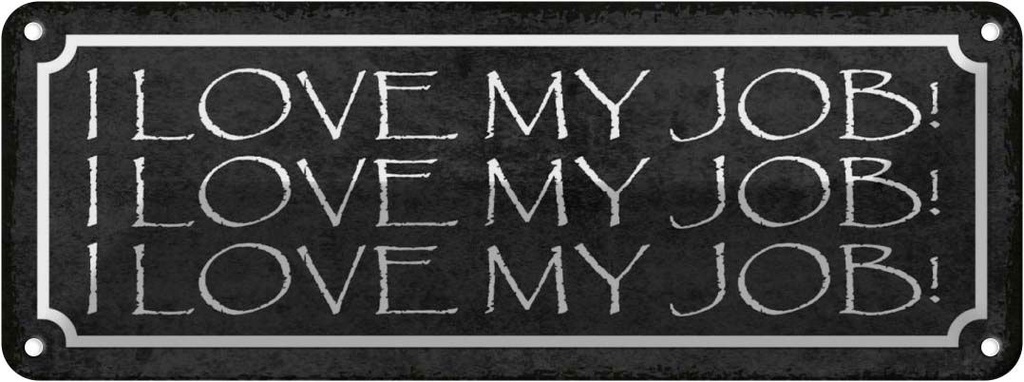 Blechschild 10x27 cm i love my Job liebe meine Arbeit Spruch Zitat