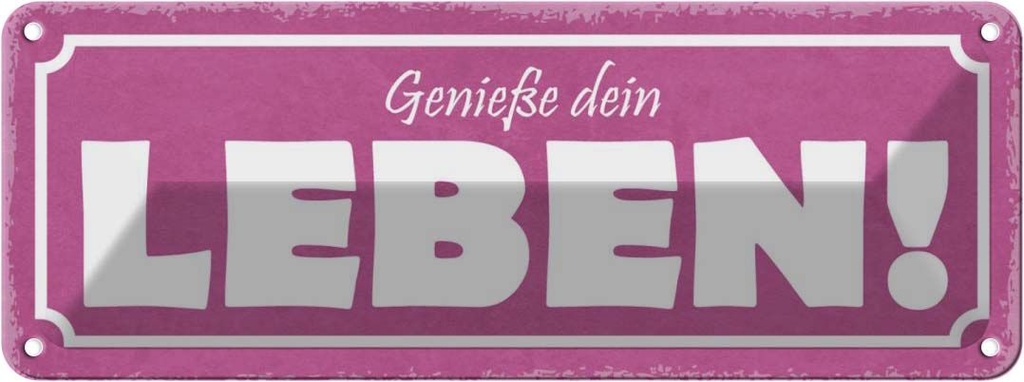 Blechschild 10x27 cm genieße dein Leben Dekoration Spruch Zitat