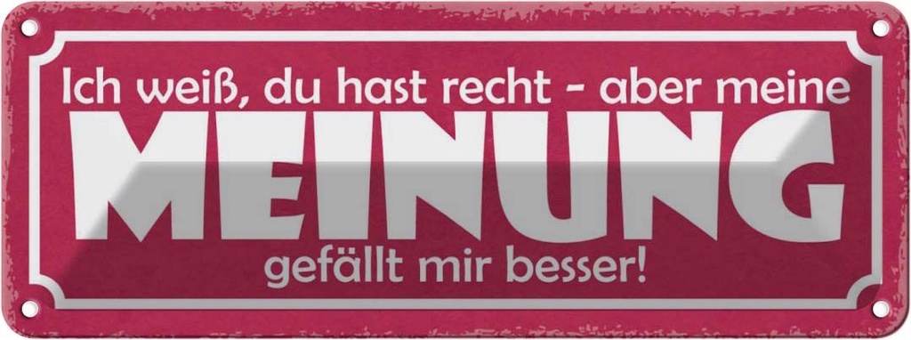 Blechschild 10x27 cm du hast recht aber meine Meinung Spruch Zitat