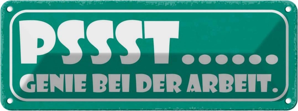 Blechschild 10x27 cm PSSST Genir bei der Arbeit Dekoration Spruch Zitat