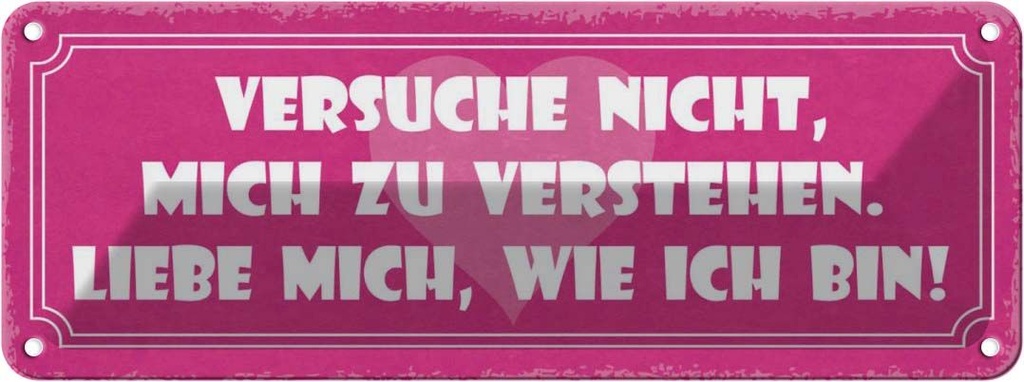 Blechschild 10x27 cm versuche nicht mich zu verstehen Spruch Zitat