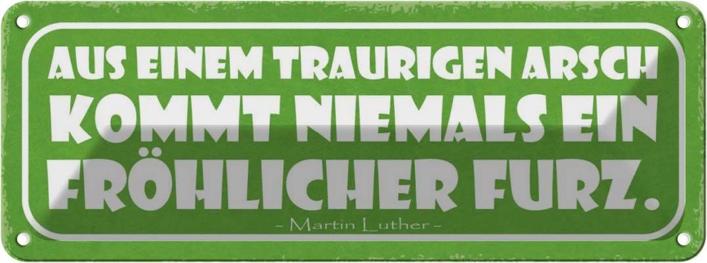 Blechschild 10x27 cm aus traurigem Arsch kommt nie Dekoration Spruch Zitat