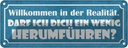 Blechschild 10x27 cm Wilkommen in der Realität darf Dekoration Spruch Zitat