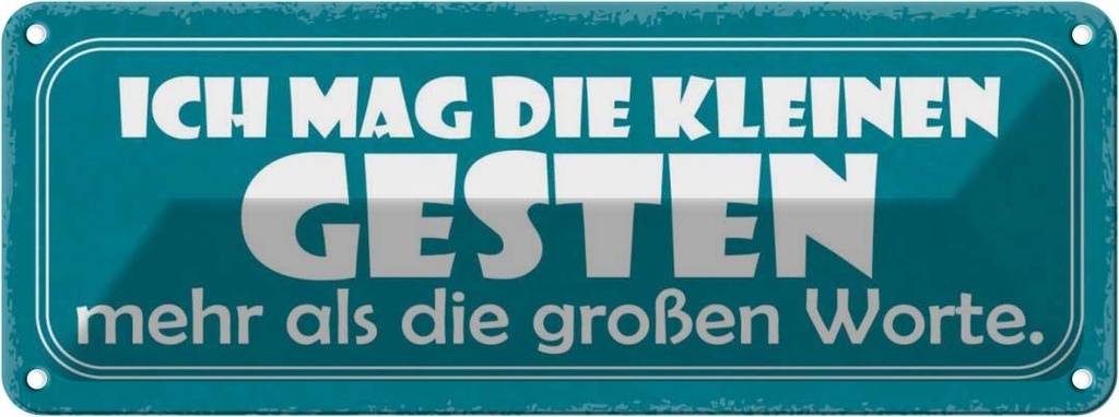 Blechschild 10x27 cm kleinste Gesten die großen Worte Spruch Zitat
