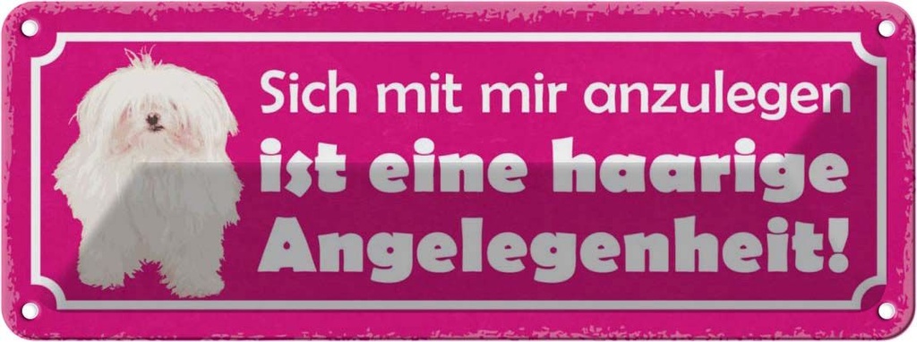 Blechschild 10x27 cm Hund eine haarige Angelegenheit Tier Haustier