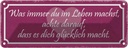Blechschild 10x27 cm achte darauf was glücklich macht Spruch Zitat