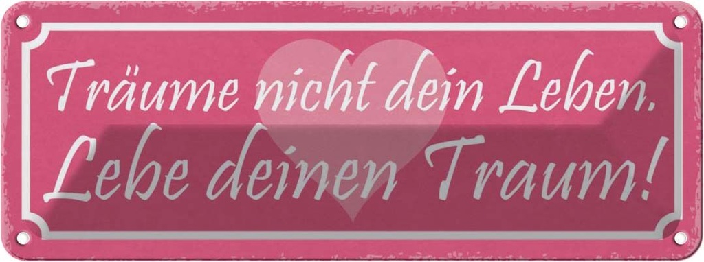 Blechschild 10x27 cm träume nicht dein Leben lebe Dekoration Spruch Zitat
