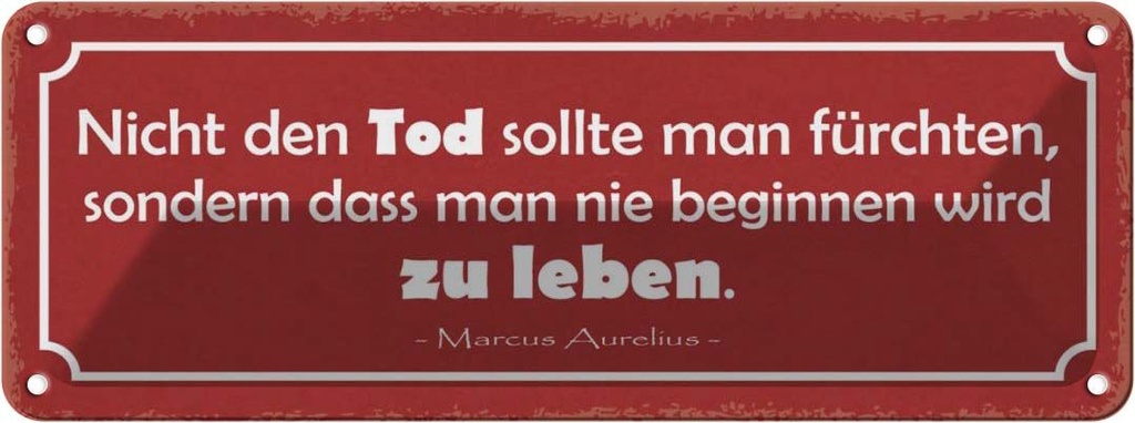 Blechschild 10x27 cm Tod sollte man nicht fürchten Warnschild Hinweisschild Sicherheit Vorsicht