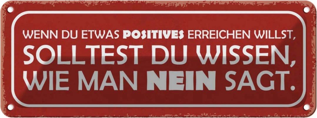 Blechschild 10x27 cm sollst wissen wie man NEIN sagt Spruch Zitat