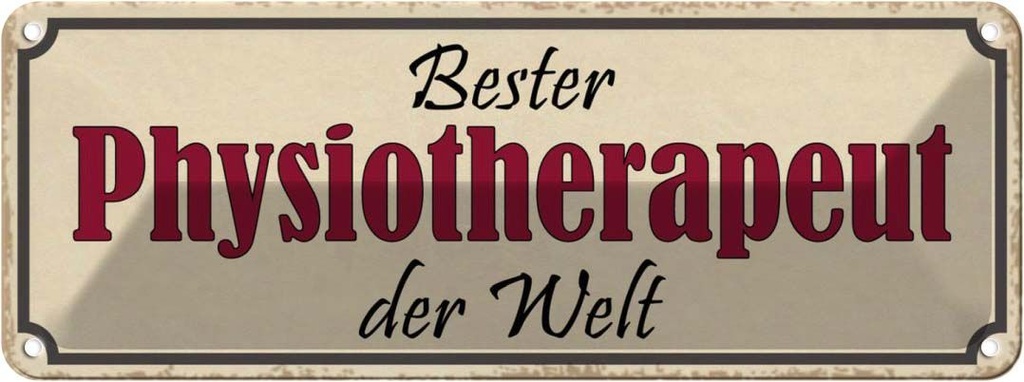 Blechschild 10x27 cm bester Physiotherapeut der Welt Spruch Zitat