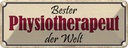 Blechschild 10x27 cm bester Physiotherapeut der Welt Spruch Zitat