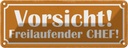 Blechschild 10x27 cm Vorsicht freilaufender Chef Warnschild Hinweisschild Sicherheit