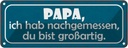 Blechschild 10x27 cm Papa nachgemessen du großartig Männer Frauen Spruch Zitat