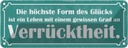 Blechschild 10x27 cm Höchste Form Glück Verrücktheit Spruch Zitat