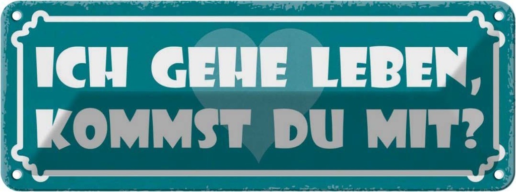 Blechschild 10x27 cm ich gehe leben kommst du mit Dekoration Spruch Zitat