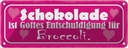 Blechschild 10x27 cm Schokolade Gottes Entschuldigung Spruch Zitat