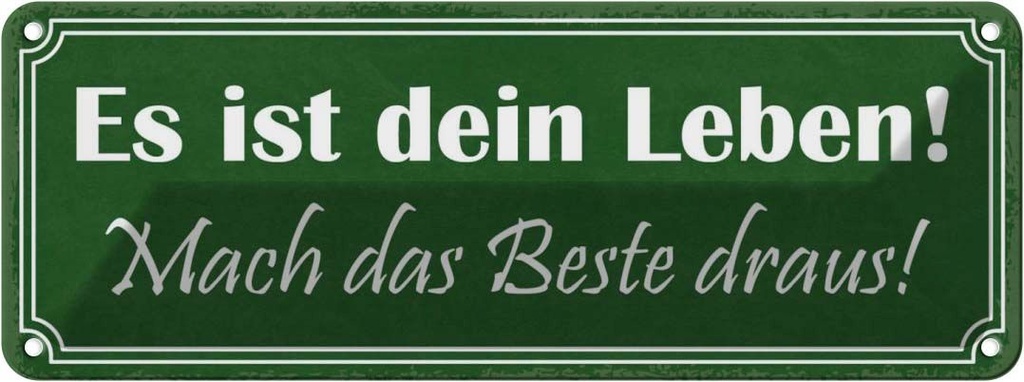 Blechschild 10x27 cm dein Leben mach das Beste draus Spruch Zitat