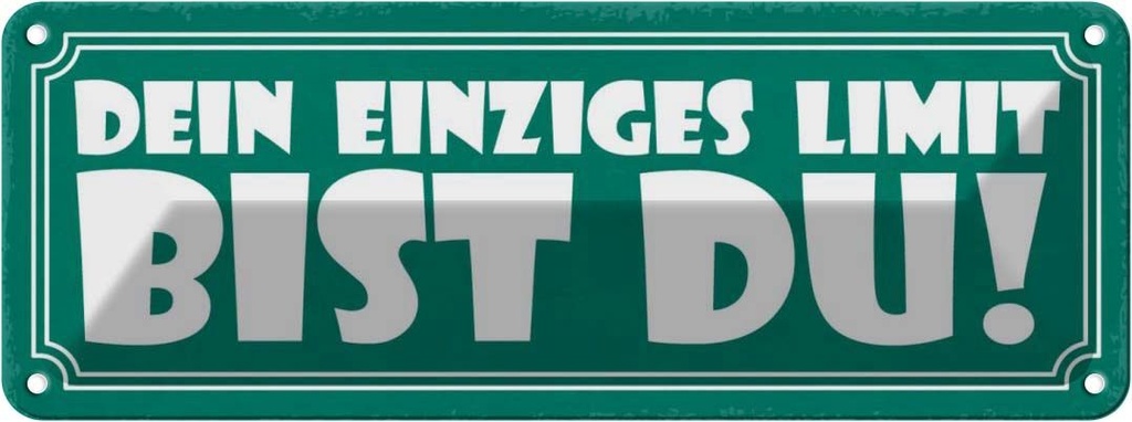 Blechschild 10x27 cm dein einziges Limit bist Du Dekoration Spruch Zitat