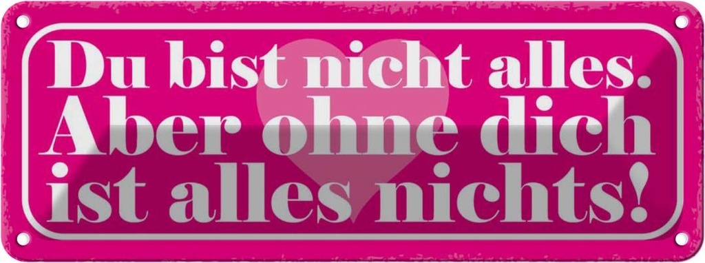 Blechschild 10x27 cm du bist nicht alles aber ohne Dekoration Spruch Zitat