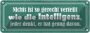 Blechschild 10x27 cm Intelligent gerecht verteilt Dekoration Spruch Zitat
