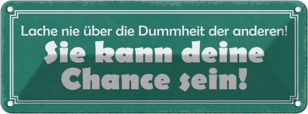 Blechschild 10x27 cm lache nie über die Dummheit der Spruch Zitat