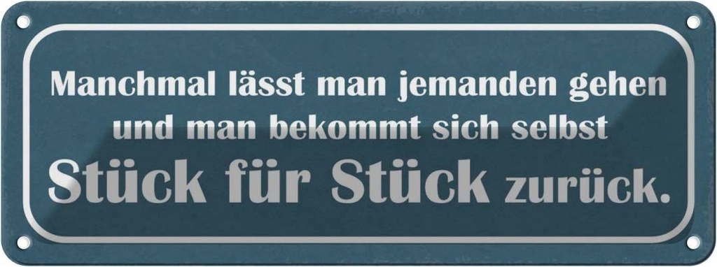 Blechschild 10x27 cm manchmal lässt jemanden gehen Dekoration Spruch Zitat