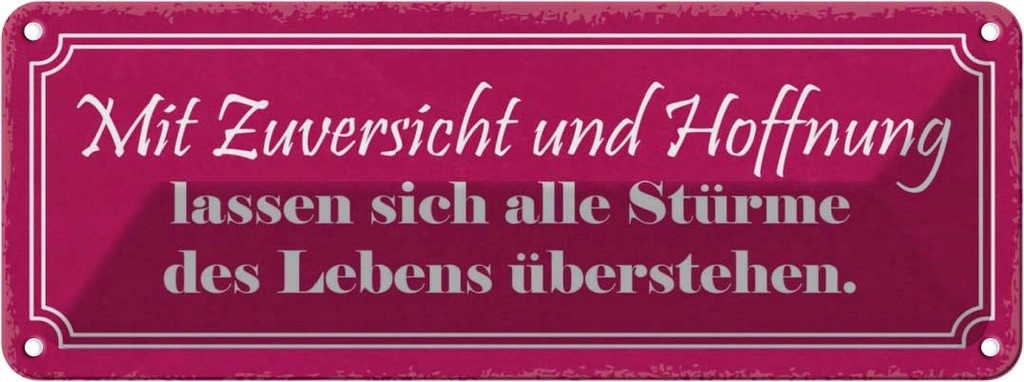 Blechschild 10x27 cm Hoffnung alle Stürme übersehen Dekoration Spruch Zitat