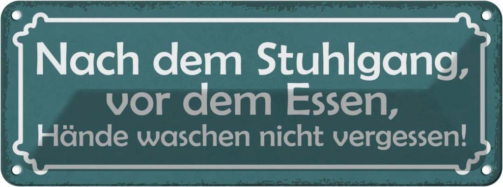Blechschild 10x27 cm Hände waschen nicht vergessen Warnschild Hinweisschild Sicherheit Vorsicht