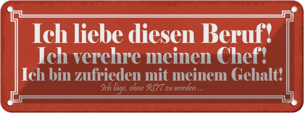 Blechschild 10x27 cm liebe diesen Beruf verehre Chef Spruch Zitat