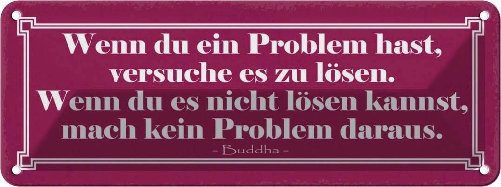 Blechschild 10x27 cm wenn du Problem hast versuche Dekoration Spruch Zitat