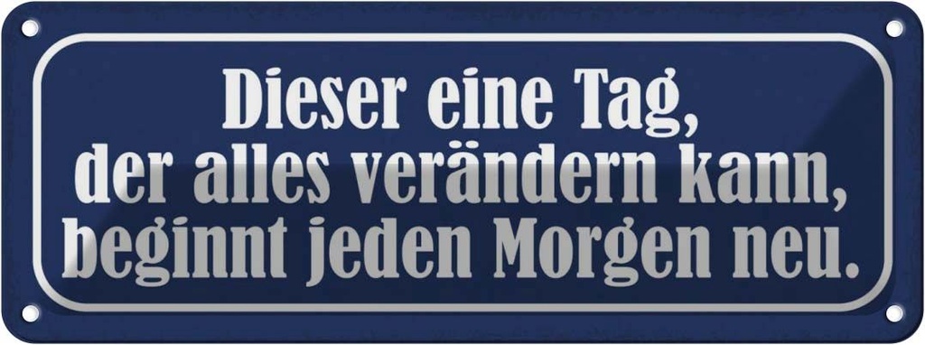 Blechschild 10x27 cm dieser eine Tag der verändert Dekoration Spruch Zitat