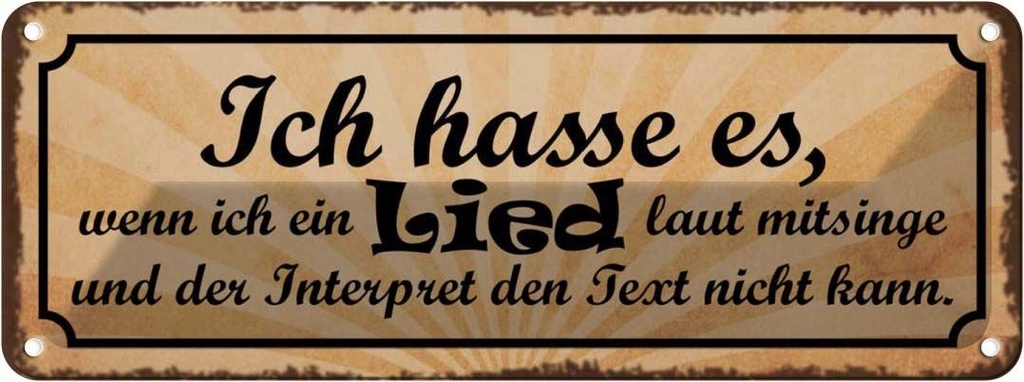 Blechschild 10x27 cm ich hasse es wenn Lied laut Spruch Zitat