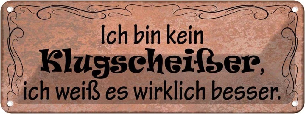 Blechschild 10x27 cm ich weiß es wirklich besser Dekoration Spruch Zitat
