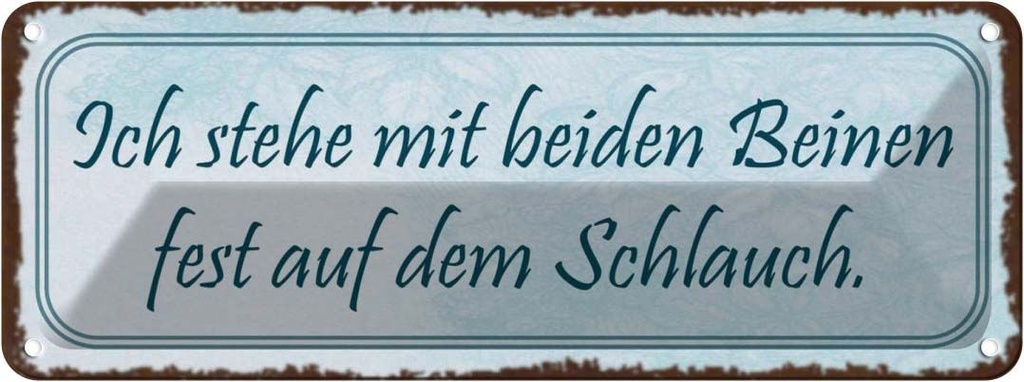 Blechschild 10x27 cm ich stehe mit beiden Beinen Spruch Zitat Fest