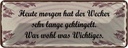 Blechschild 10x27 cm heute morgen Wecker geklingelt Dekoration Spruch Zitat