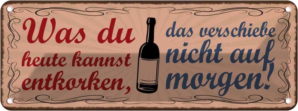 Blechschild 10x27 cm was du entkorken kannst Wein Essen Trinken