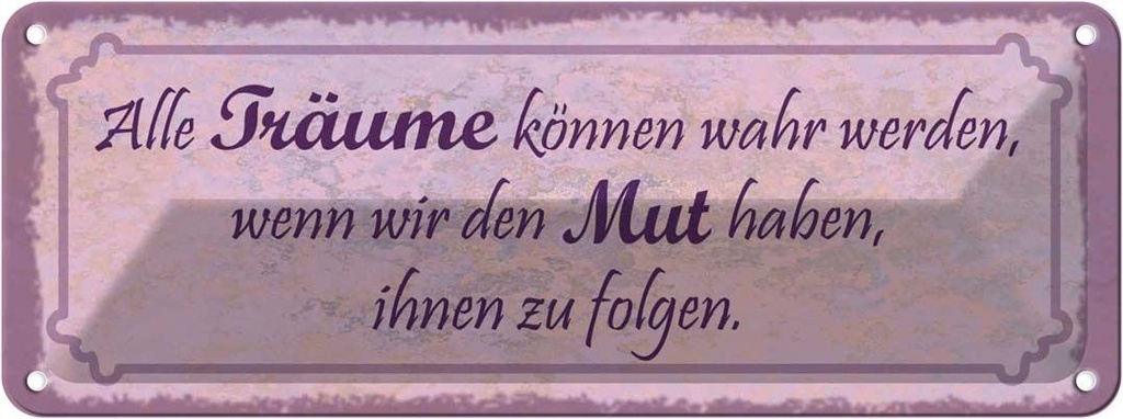 Blechschild 10x27 cm alle Träume können wahr werden Spruch Zitat