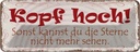 Blechschild 10x27 cm Kopf hoch um Sterne zu sehen Dekoration Spruch Zitat