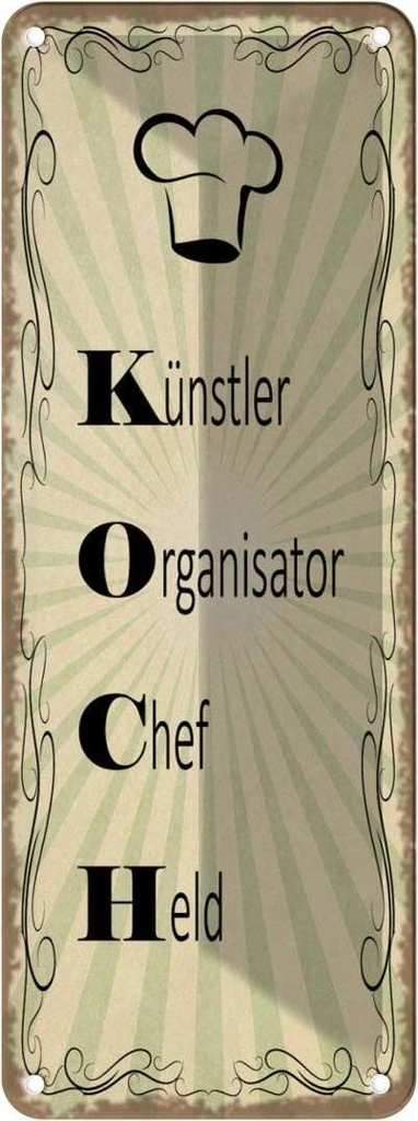 Blechschild 27x10 cm Küntler Organisator Chef Held Beruf Arbeit