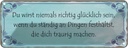Blechschild 10x27 cm Niemals richtig glücklich wenn Spruch Zitat