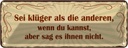 Blechschild 10x27 cm Sei klüger aber sag es nicht Dekoration Spruch Zitat