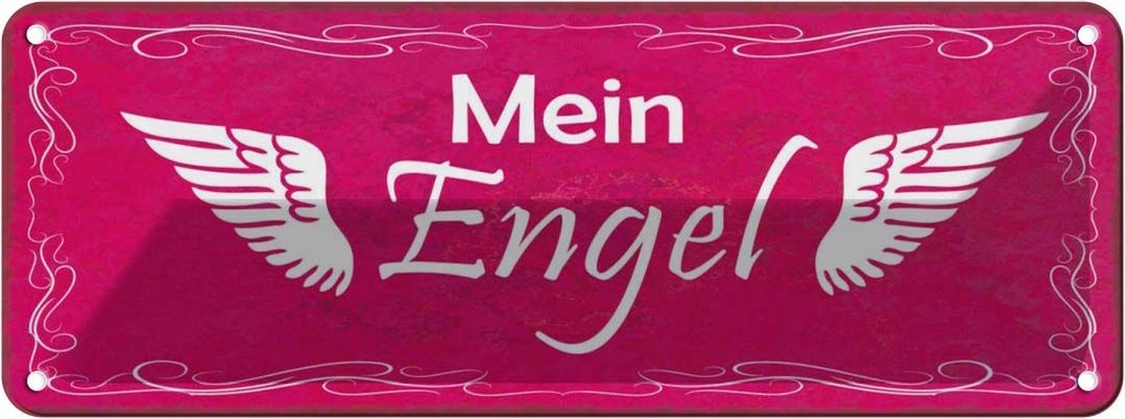Blechschild 10x27 cm Mein Engel Flügel Dekoration Spruch Zitat