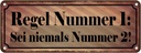 Blechschild 10x27 cm Regel Nr.1 Sei niemals Nummer 2 Spruch Zitat