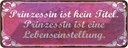 Blechschild 10x27 cm Prinzessin ist kein Titel Dekoration Spruch Zitat